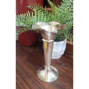 Vintage Mid-1900's Silver-Plated Trumpet Bud Vase